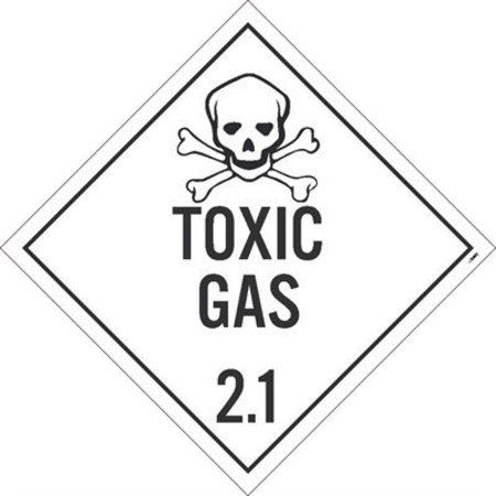 NMC Toxic Gas 2.1 Dot Placard Sign, Material: Pressure Sensitive Removable Vinyl .0045 DL126PR